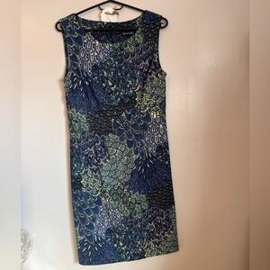 Connected Apparel Blue and Green Midi Dress